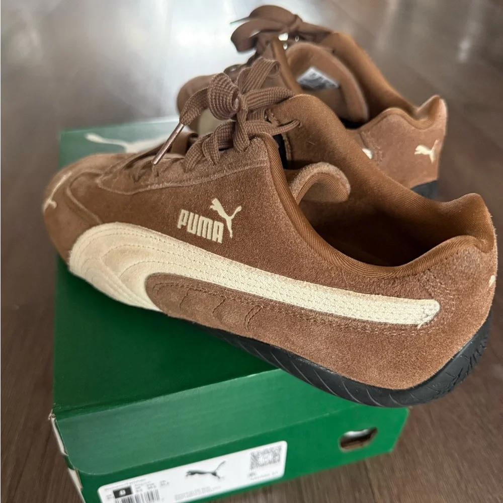 Puma Speedcat Brown & Cream Suede Low-Top Sneakers - Picture 2 of 8
